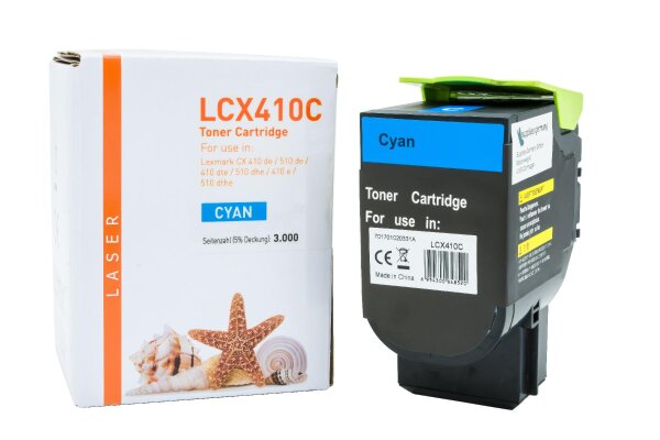 TONCX410C Alternativ Toner Cyan für Lexmark / 80C2HC0 / 3.000 Seiten