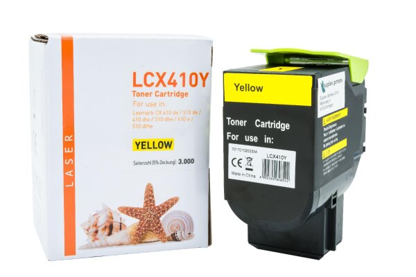 TONCX410Y Alternativ Toner Yellow für Lexmark / 80C2HY0 / 3.000 Seiten