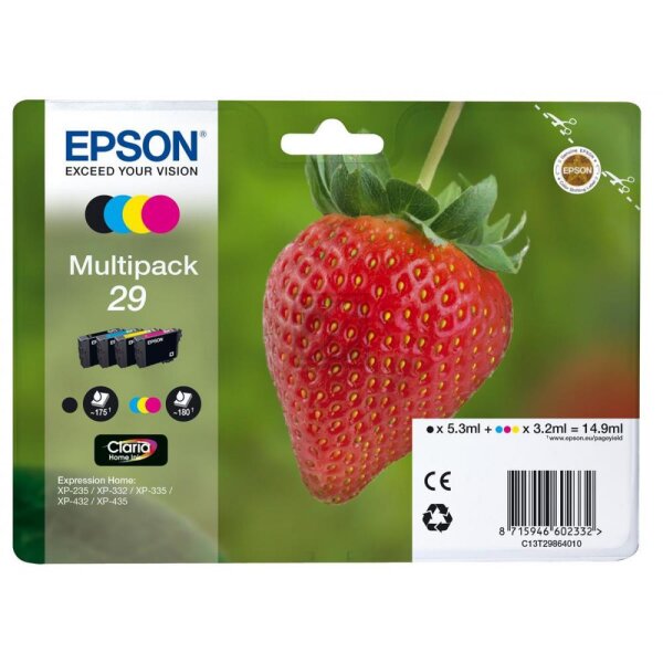 Epson Tintenpatrone gelb, magenta, schwarz, cyan (C13T29864010, T2986)