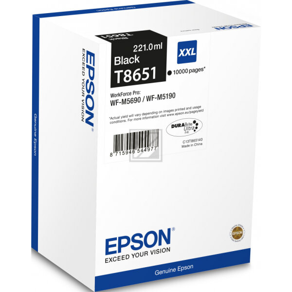 Epson Tintenpatrone schwarz HC (C13T865140, T8651)