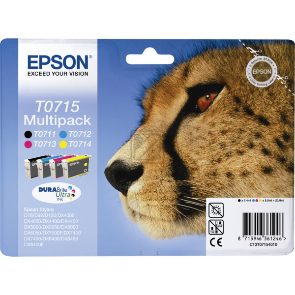 Epson Tintenpatrone gelb, magenta, schwarz, cyan (C13T07154010, T0715)