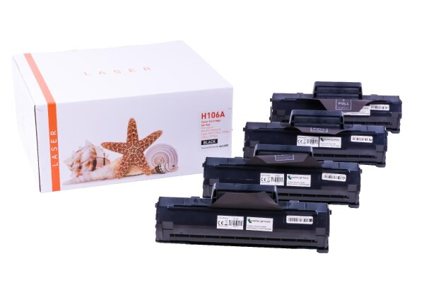4er Set TON106A Alternativ Toner Black für HP / W1106A / 4x1.000 Seiten